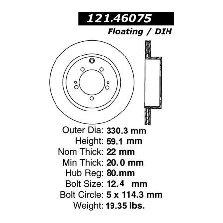 Centric C-Tek Standard Brake Rotor, C-Tek 121.46075 121.46075